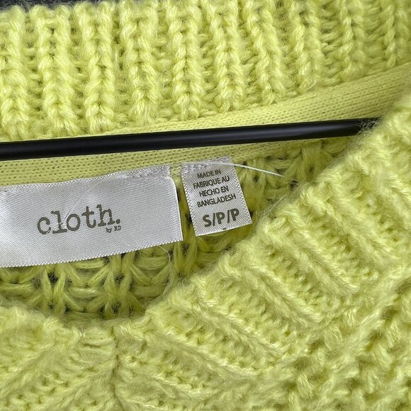 NEW CLOTH by RD neon yellow loose knit sweater pullover v-neck cozy oversized S - Picture 9 of 10